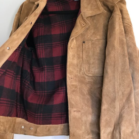 Vintage Ralph Lauren Polo Jacket Suede Leather RRL Style Grail Tartan Plaid - Picture 3 of 14
